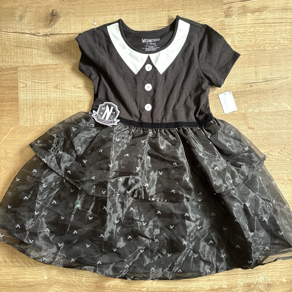 Wednesday inspired  Black and White Kids Dress